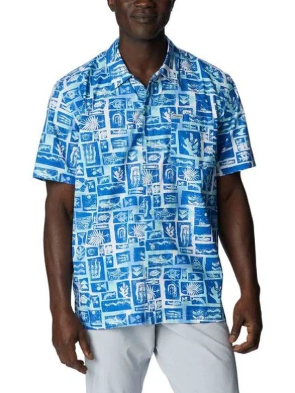 COLUMBIA PFG BUTTON DOWN FISHING SHIRT BLUE MEN’S XL
